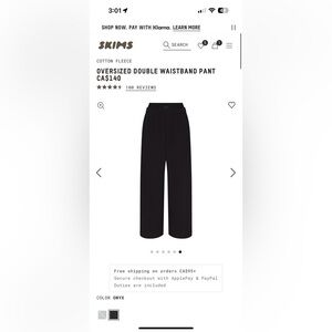 Skims cotton fleece double waistband pant